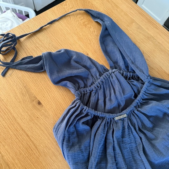 Navy Blue Halter Open Back Maxi Dress - Picture 6 of 8